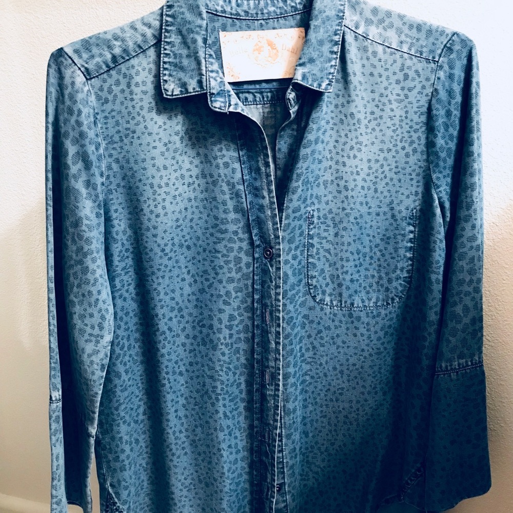 Chambray 3/4 length Sleeve Top